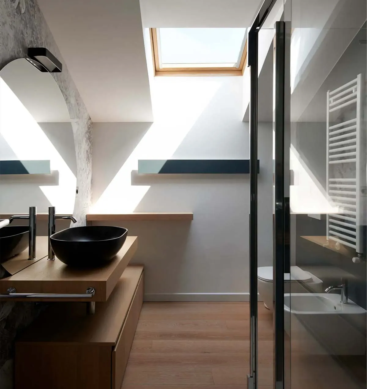 Flat roof windows in the attic in Milan